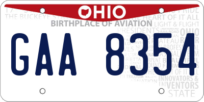 OH license plate GAA8354
