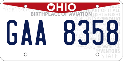 OH license plate GAA8358