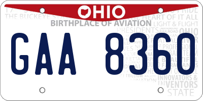 OH license plate GAA8360