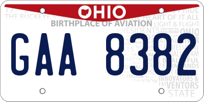 OH license plate GAA8382