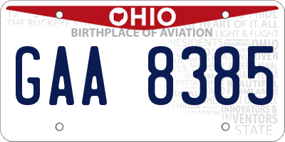 OH license plate GAA8385