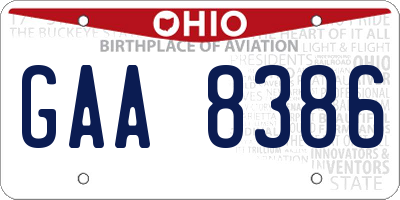 OH license plate GAA8386