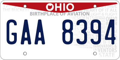 OH license plate GAA8394