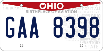 OH license plate GAA8398