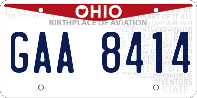 OH license plate GAA8414