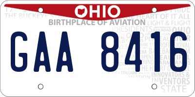 OH license plate GAA8416