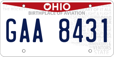 OH license plate GAA8431