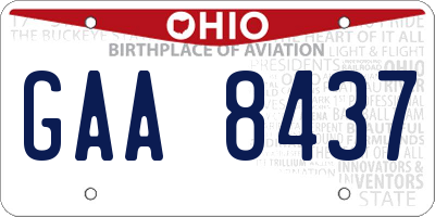 OH license plate GAA8437