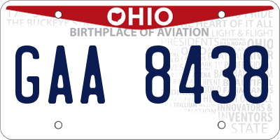 OH license plate GAA8438