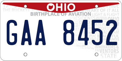 OH license plate GAA8452