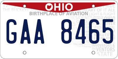 OH license plate GAA8465
