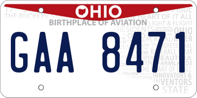 OH license plate GAA8471