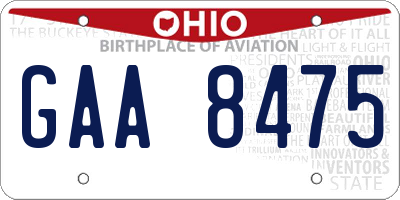 OH license plate GAA8475