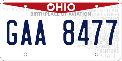 OH license plate GAA8477