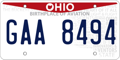 OH license plate GAA8494