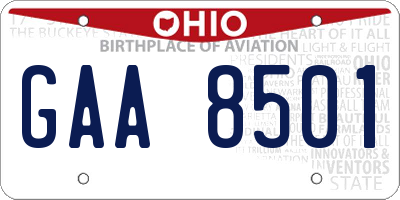OH license plate GAA8501