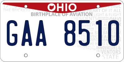 OH license plate GAA8510
