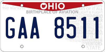 OH license plate GAA8511