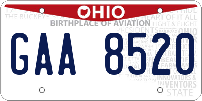 OH license plate GAA8520