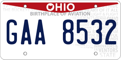 OH license plate GAA8532
