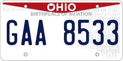 OH license plate GAA8533