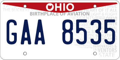 OH license plate GAA8535