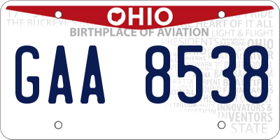 OH license plate GAA8538