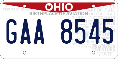 OH license plate GAA8545