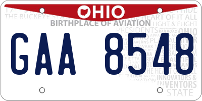 OH license plate GAA8548