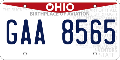 OH license plate GAA8565