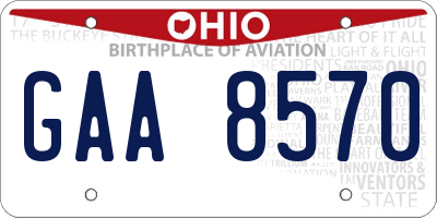 OH license plate GAA8570