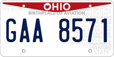 OH license plate GAA8571