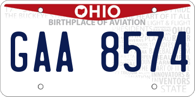 OH license plate GAA8574
