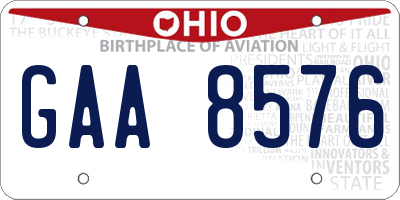 OH license plate GAA8576