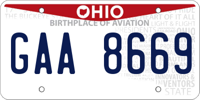 OH license plate GAA8669