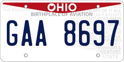 OH license plate GAA8697