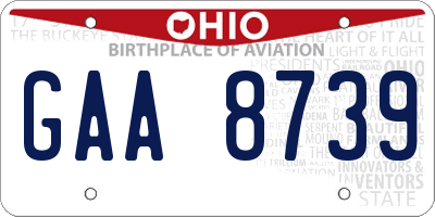 OH license plate GAA8739