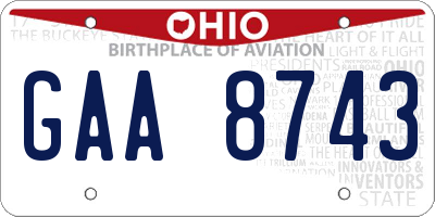 OH license plate GAA8743