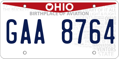 OH license plate GAA8764