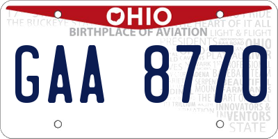 OH license plate GAA8770