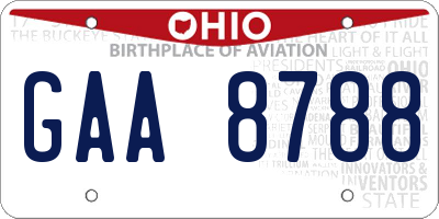 OH license plate GAA8788