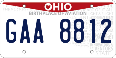 OH license plate GAA8812