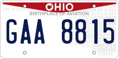 OH license plate GAA8815