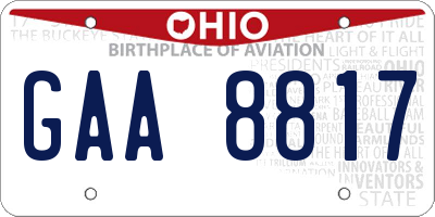 OH license plate GAA8817