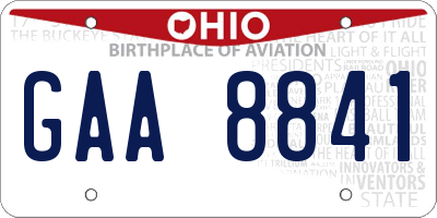 OH license plate GAA8841
