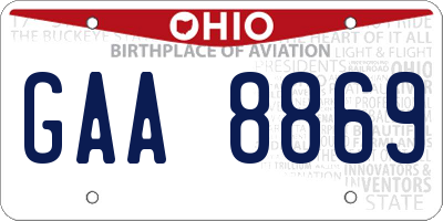 OH license plate GAA8869