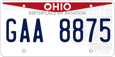 OH license plate GAA8875