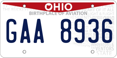 OH license plate GAA8936