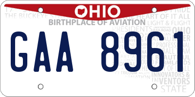 OH license plate GAA8961