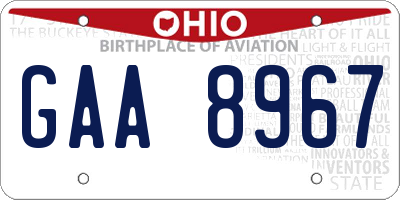 OH license plate GAA8967